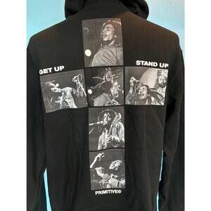 NWT Primitive Skate Bob Marley King Hood Hoodie Get Up Stand Up Cross Pics BLK M